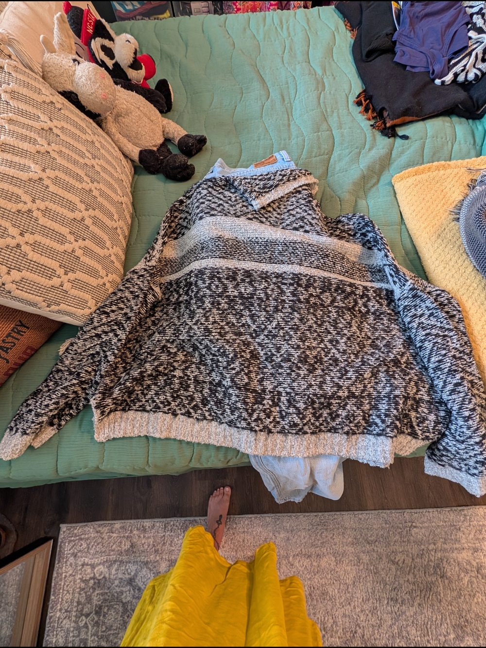 John + Jenn Black and White Marled Cowlneck Sweater